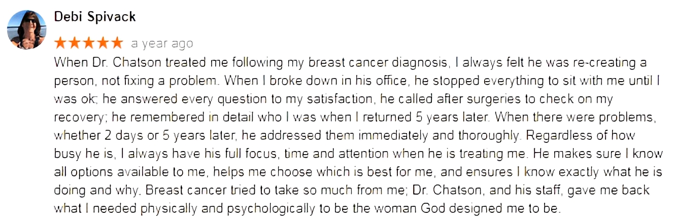 breast sugeon review dr chatson